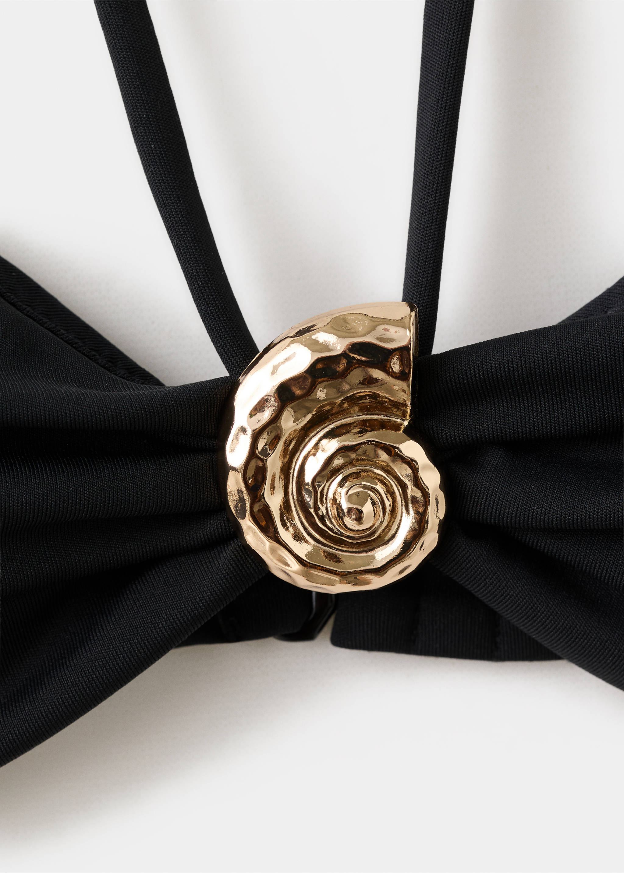 Metallic detail bandeau bikini top - Details of the article 8, Black. Ref: 27016723-00.