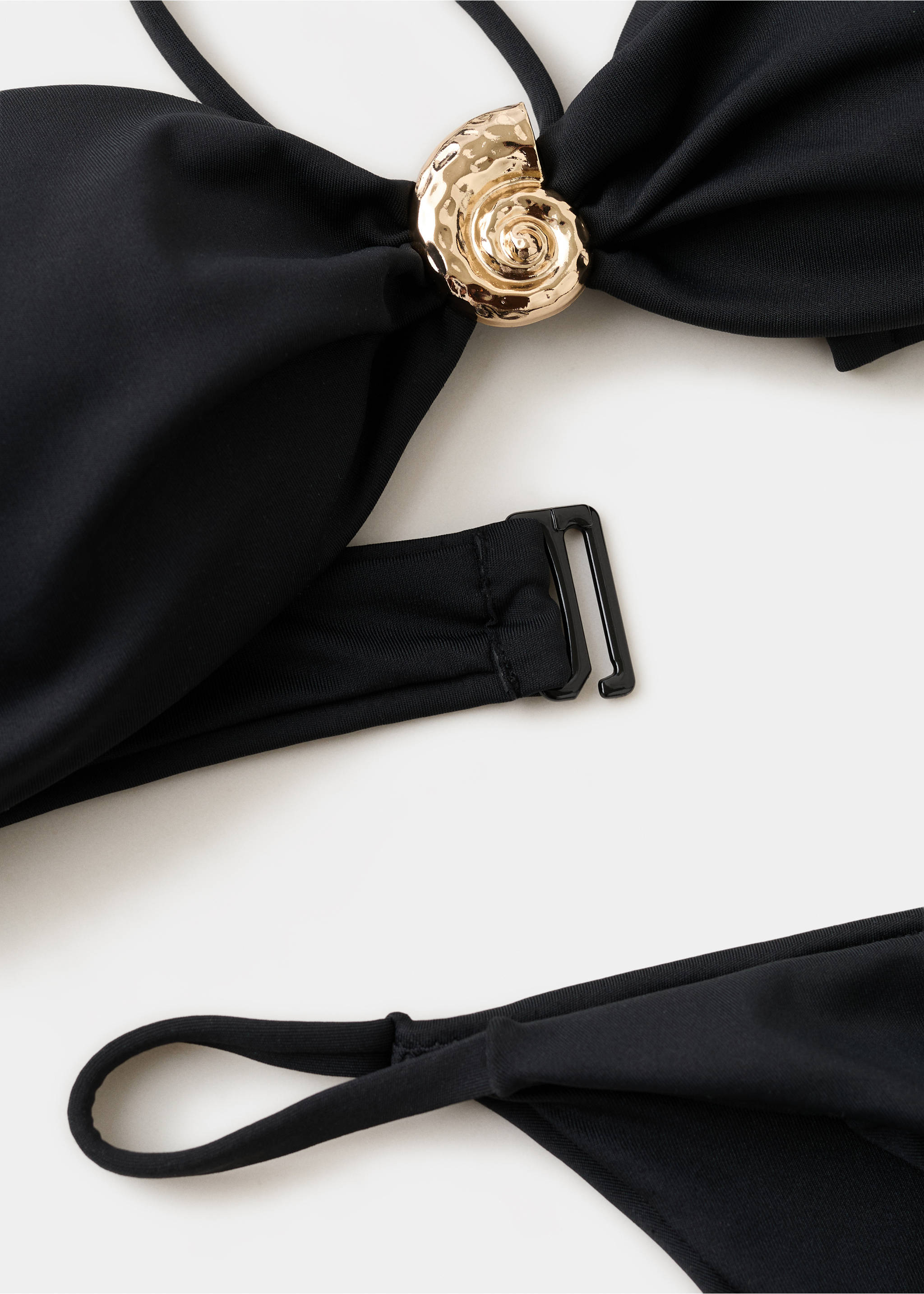 Metallic detail bandeau bikini top - Details of the article 0, Black. Ref: 27016723-00.