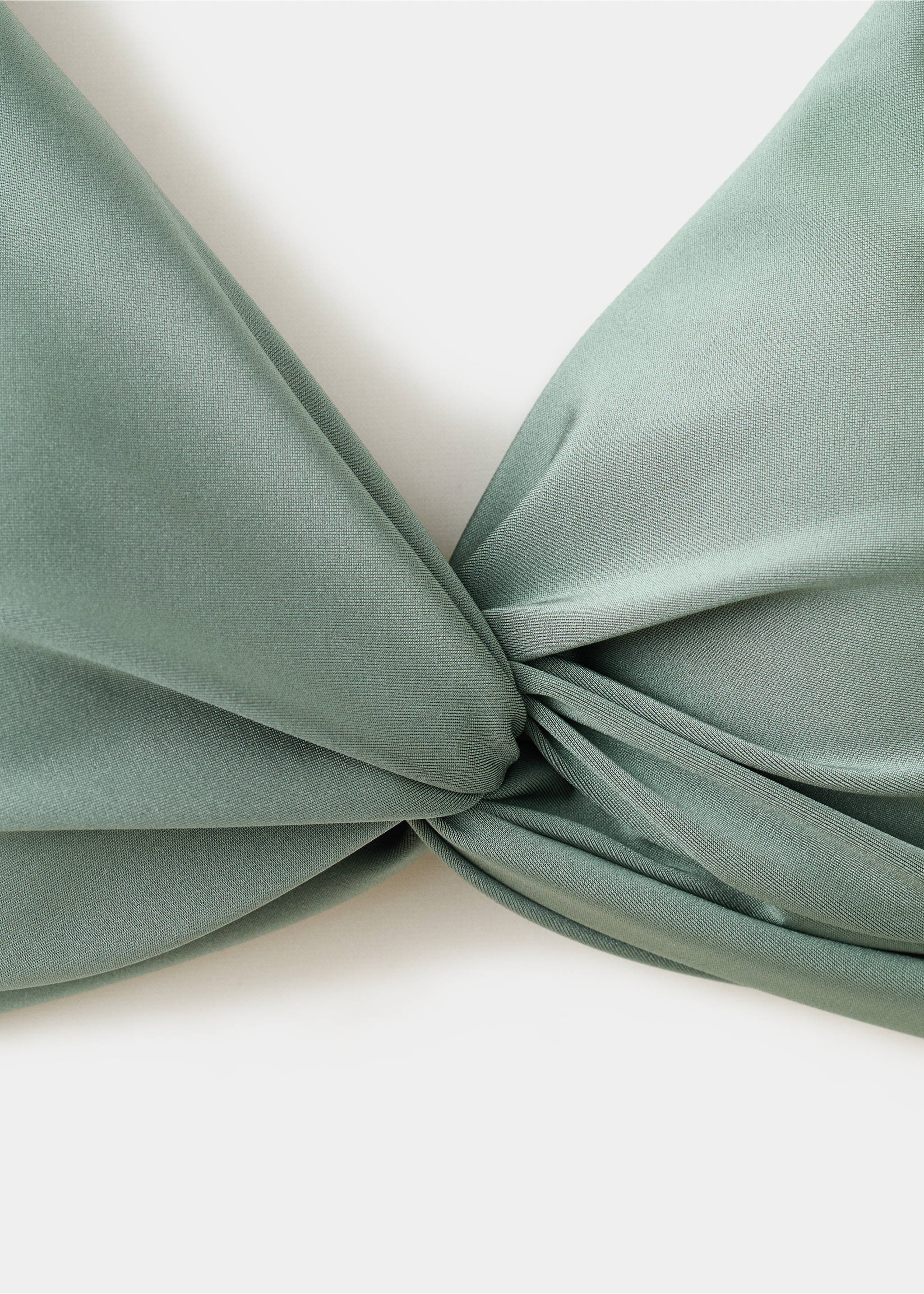 Draped bikini top - Details of the article 8, Khaki. Ref: 27016725-00.