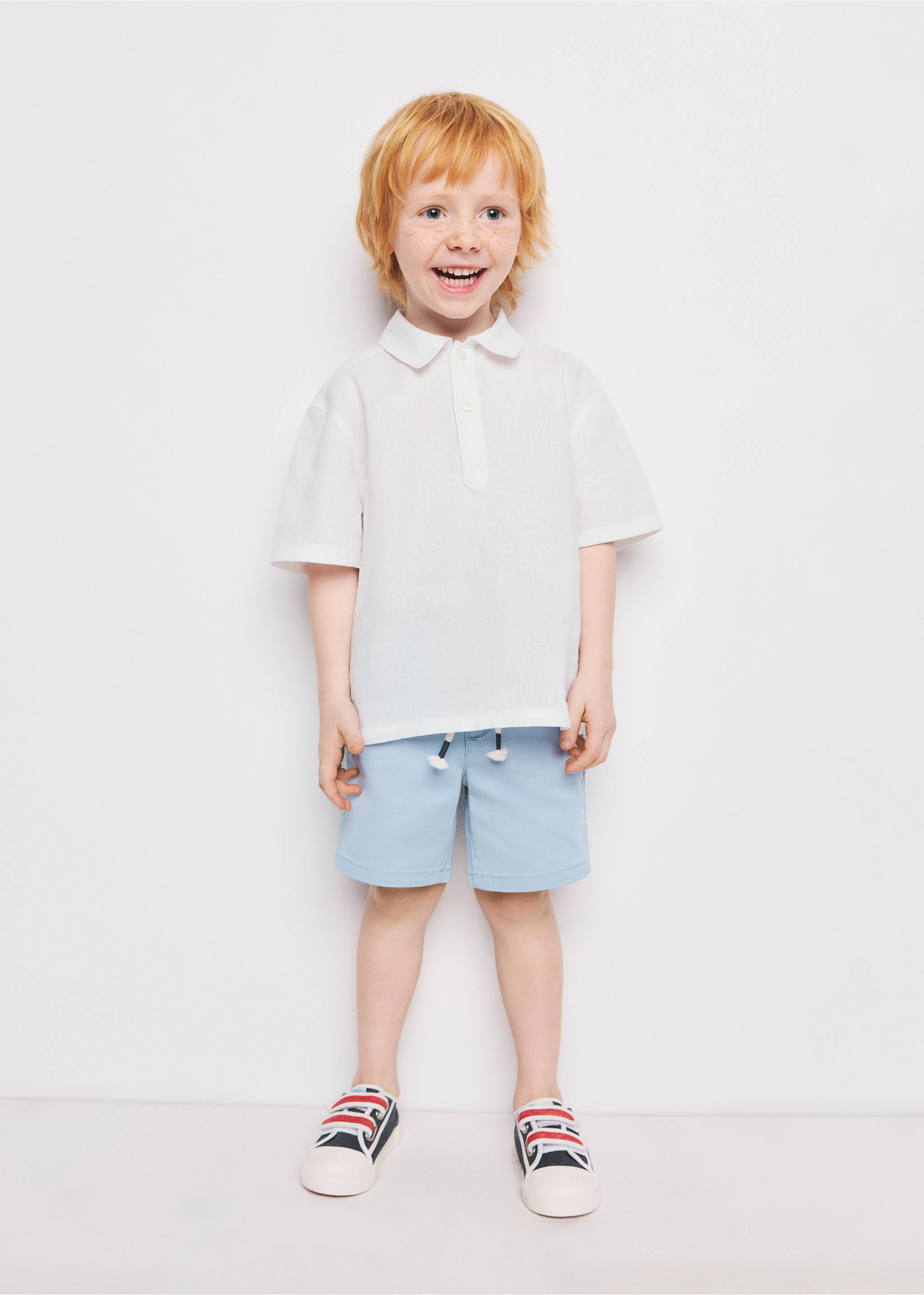 Linen cotton polo shirt - General plane, White. Ref: 27016730-00.