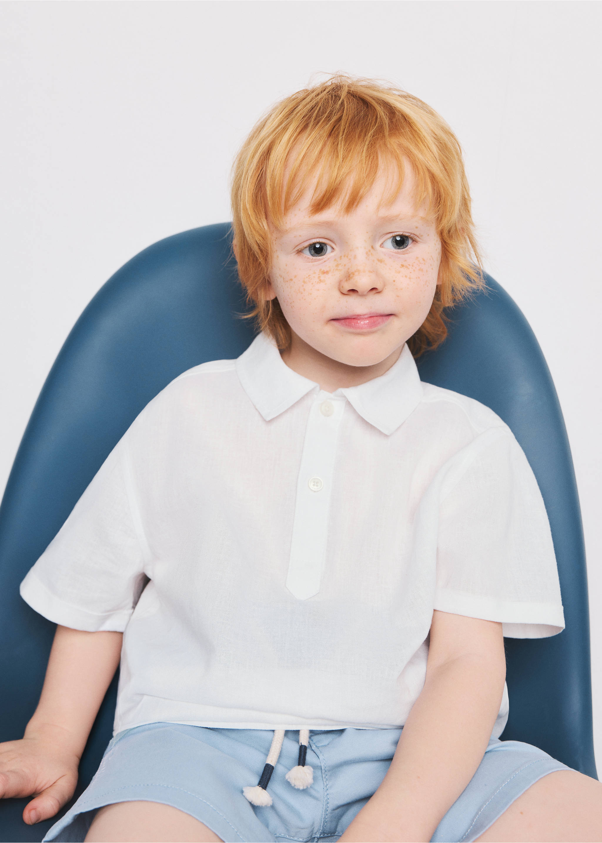 Linen cotton polo shirt - Medium plane, White. Ref: 27016730-00.