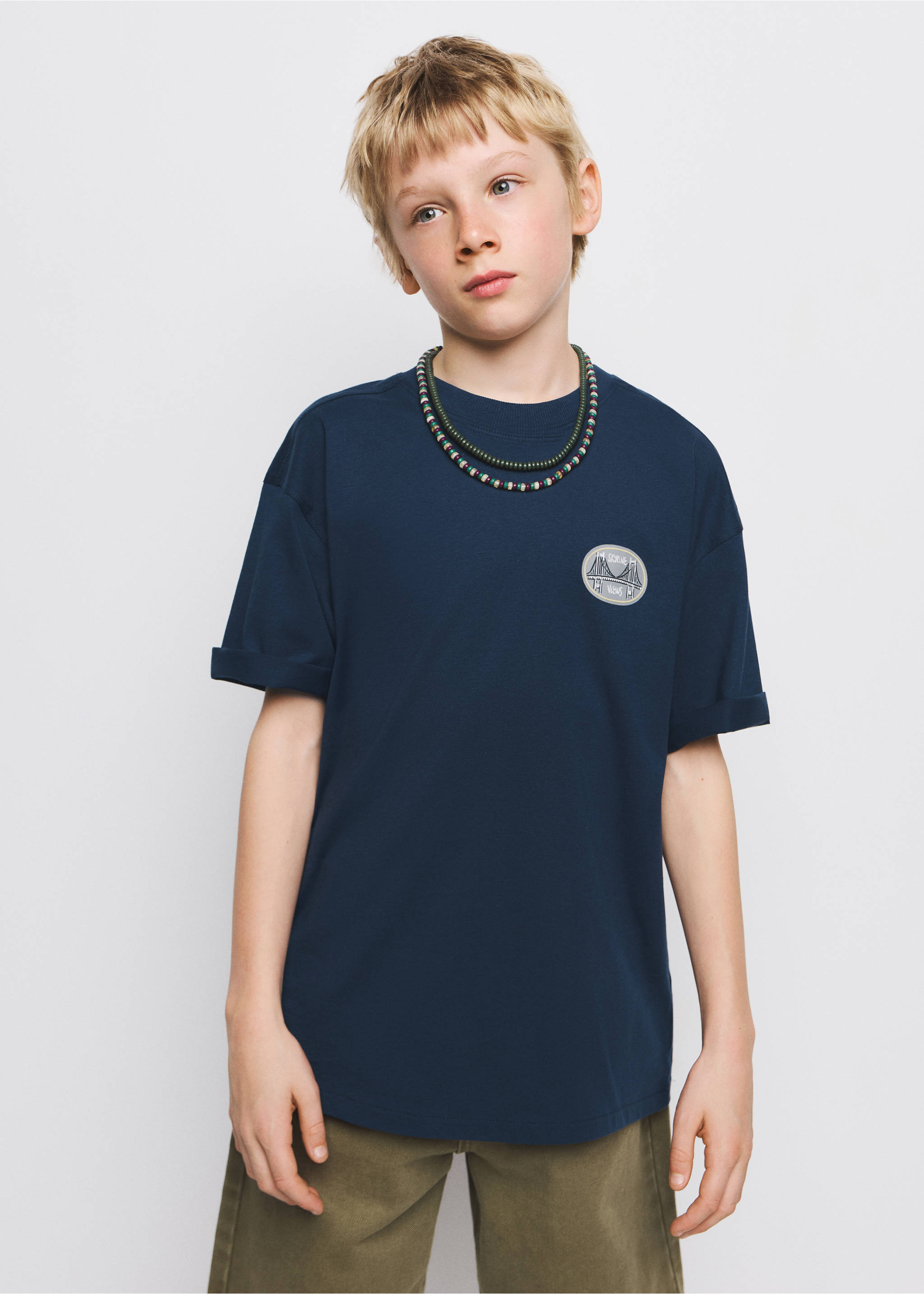 T-shirt pièce imprimé - Plan moyen, Bleu marine. Ref: 27016732-00.