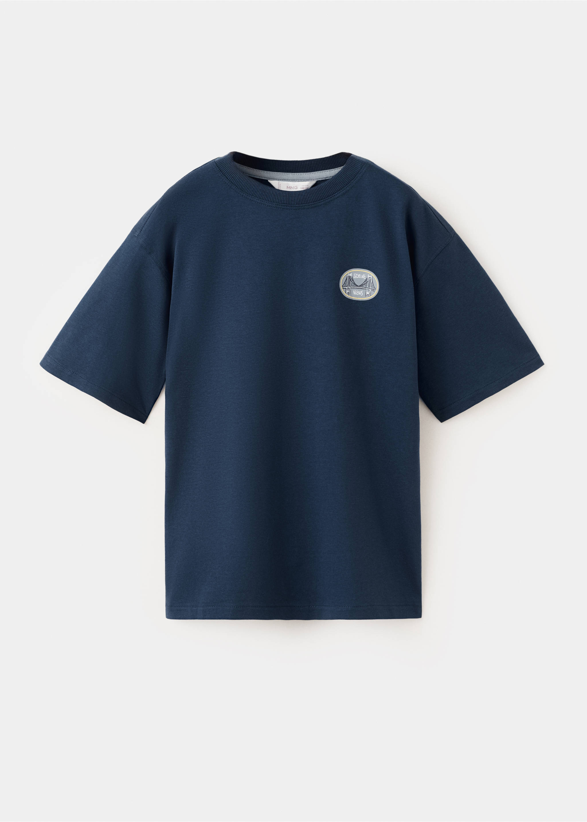 T-shirt with printed patch - Article without model, Navy. Ref: 27016732-00.