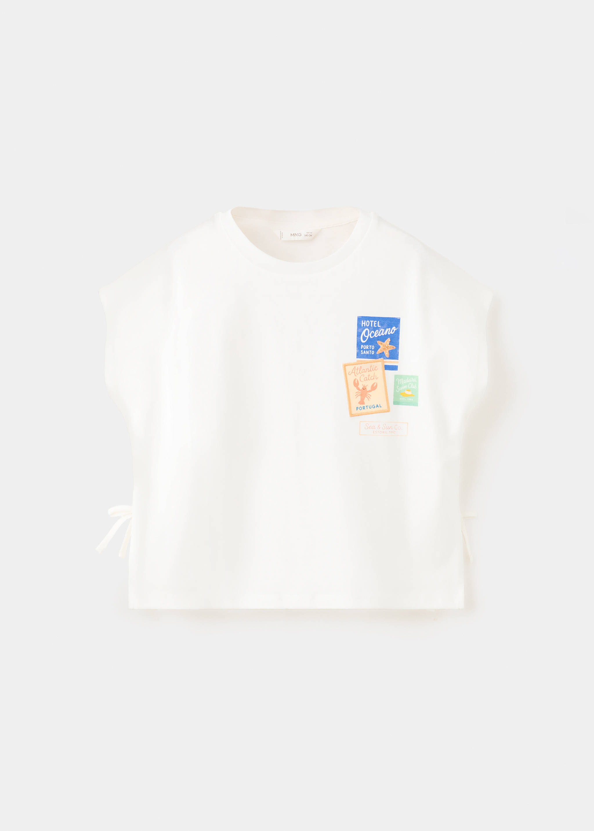 Printed T-shirt with tie details - Article without model