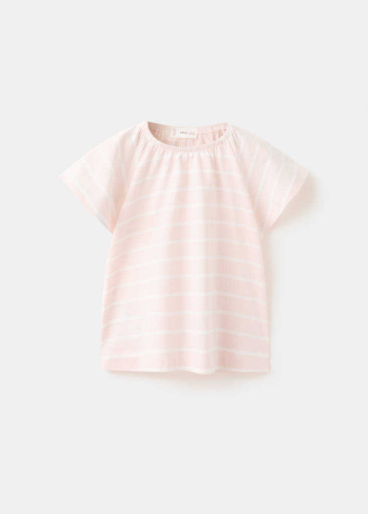 Striped cotton T-shirt — Pink