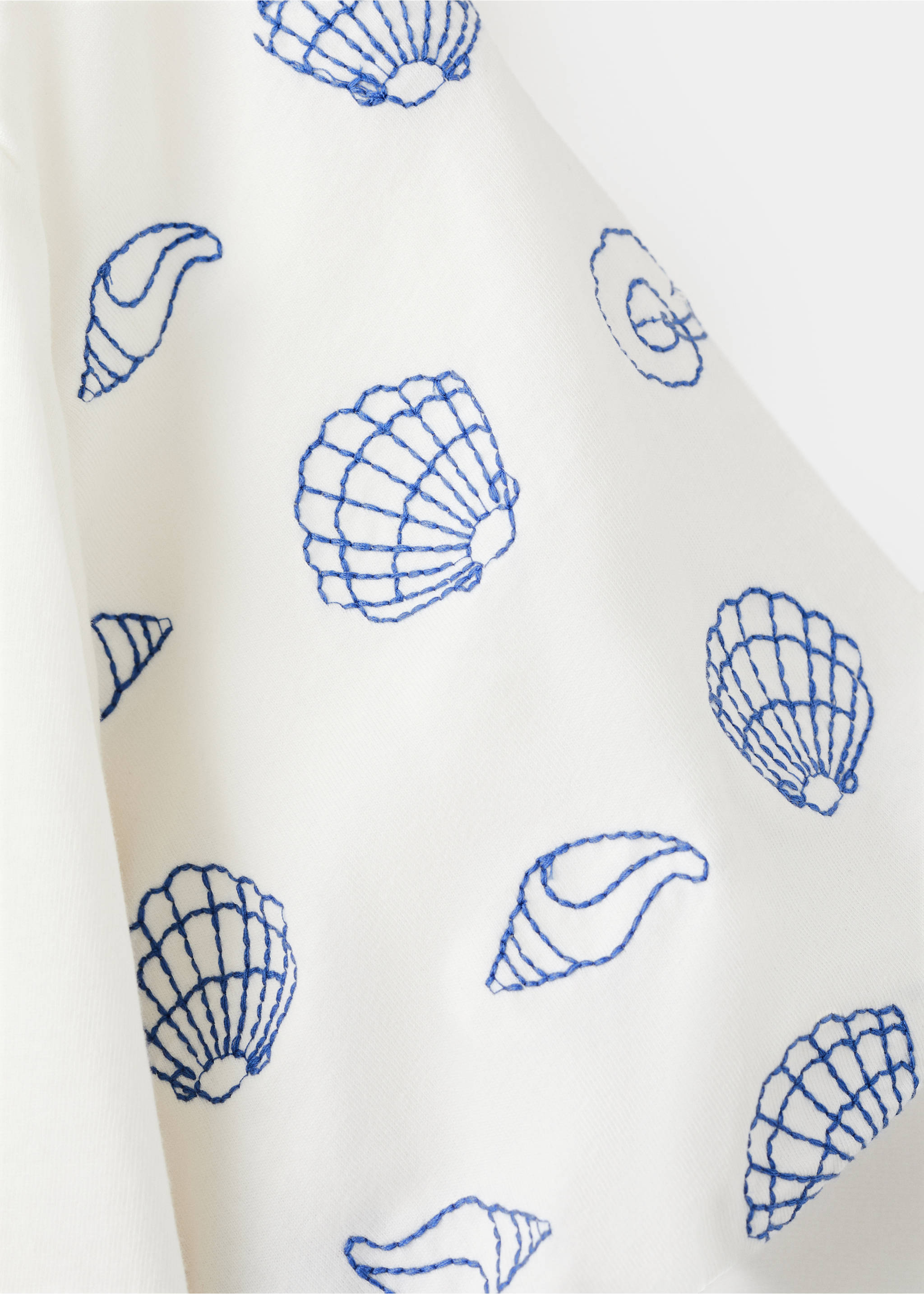 T-shirt coton manches brodées - Détail de l'article 8, Blanc cassé. Ref: 27016740-00.