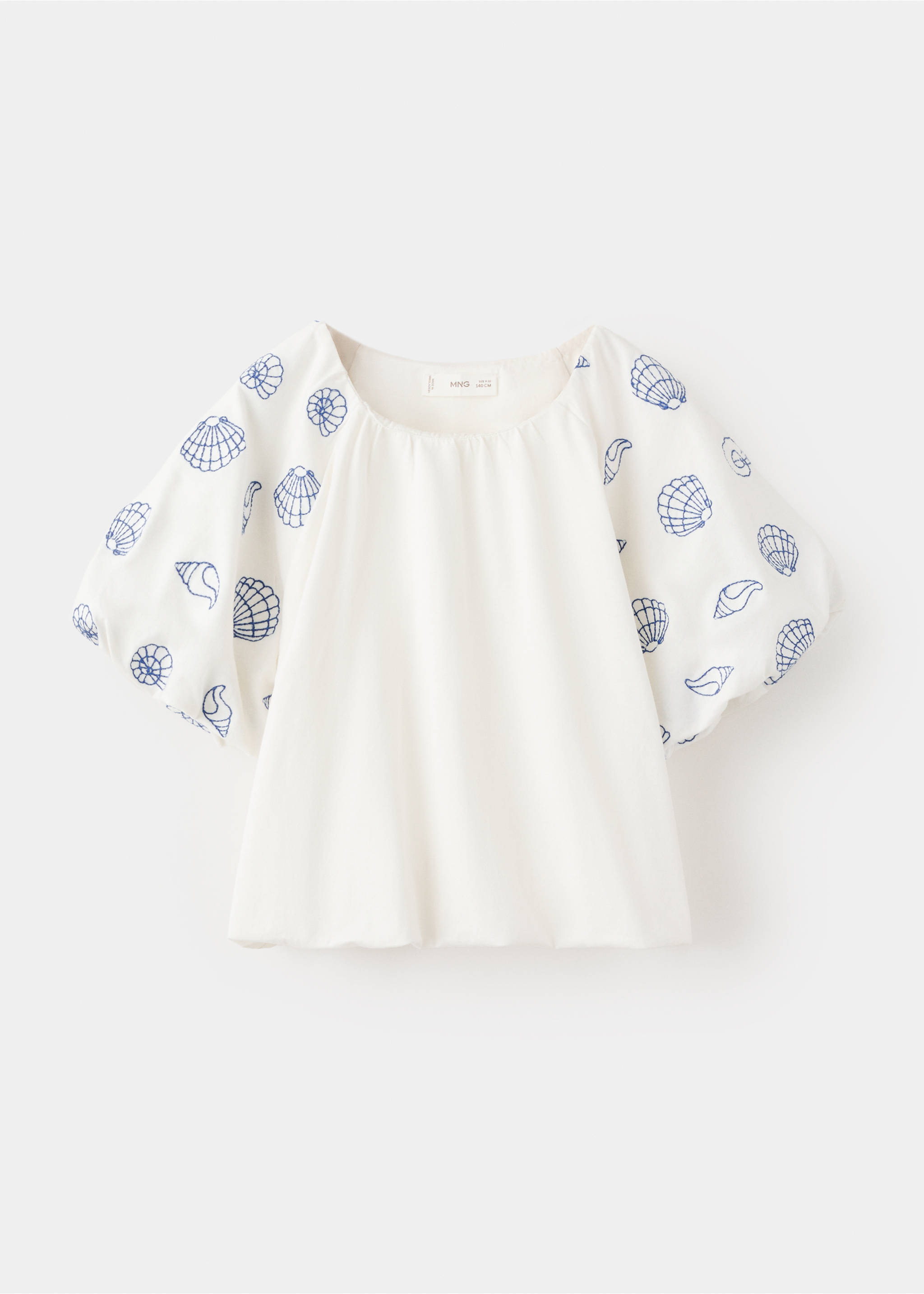 Cotton T-shirt with embroidered sleeves - Article without model, Off White. Ref: 27016740-00.