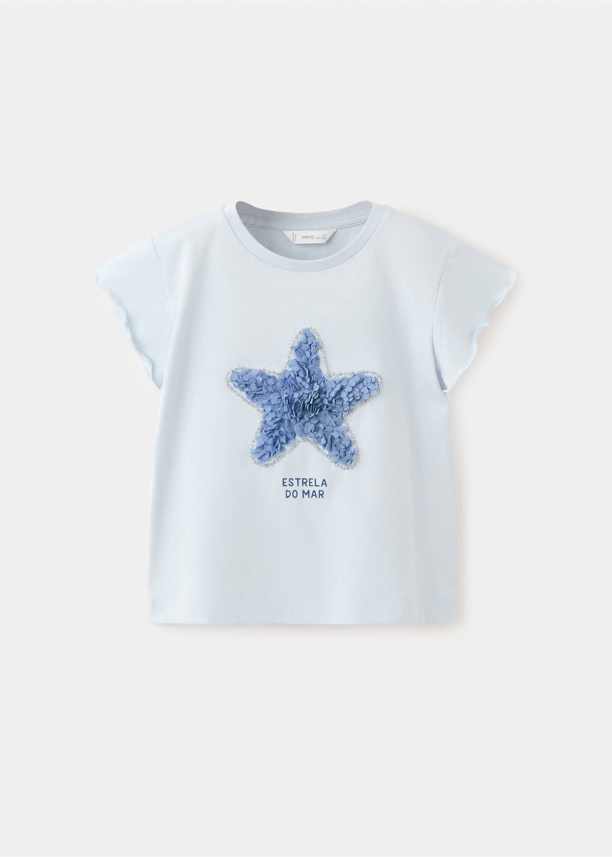 T-shirt coton étoile - Article sans modèle, Bleu ciel. Ref: 27016741-00.