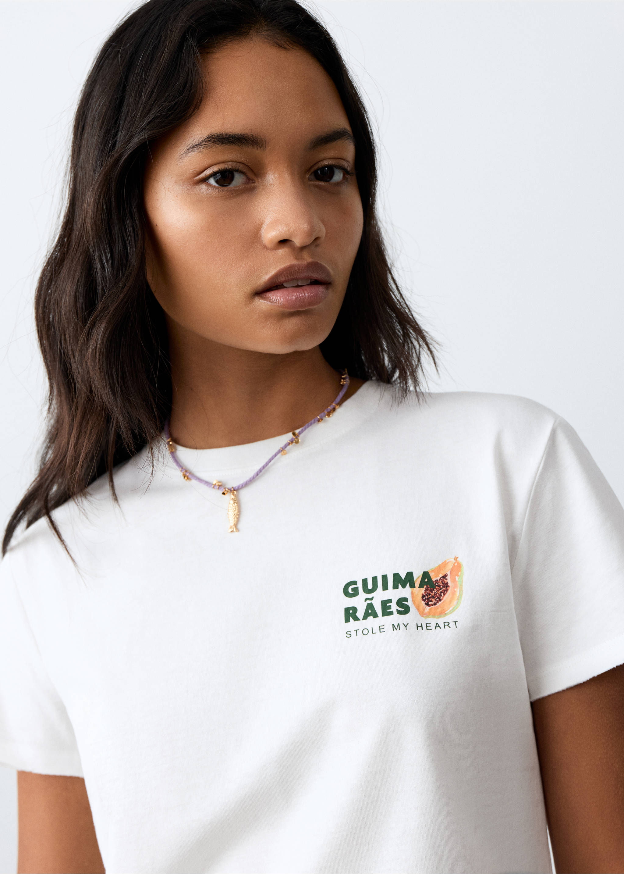 Samarreta cotó estampada - Detall de l'article 1, Blanc trencat. Ref: 27016743-00.