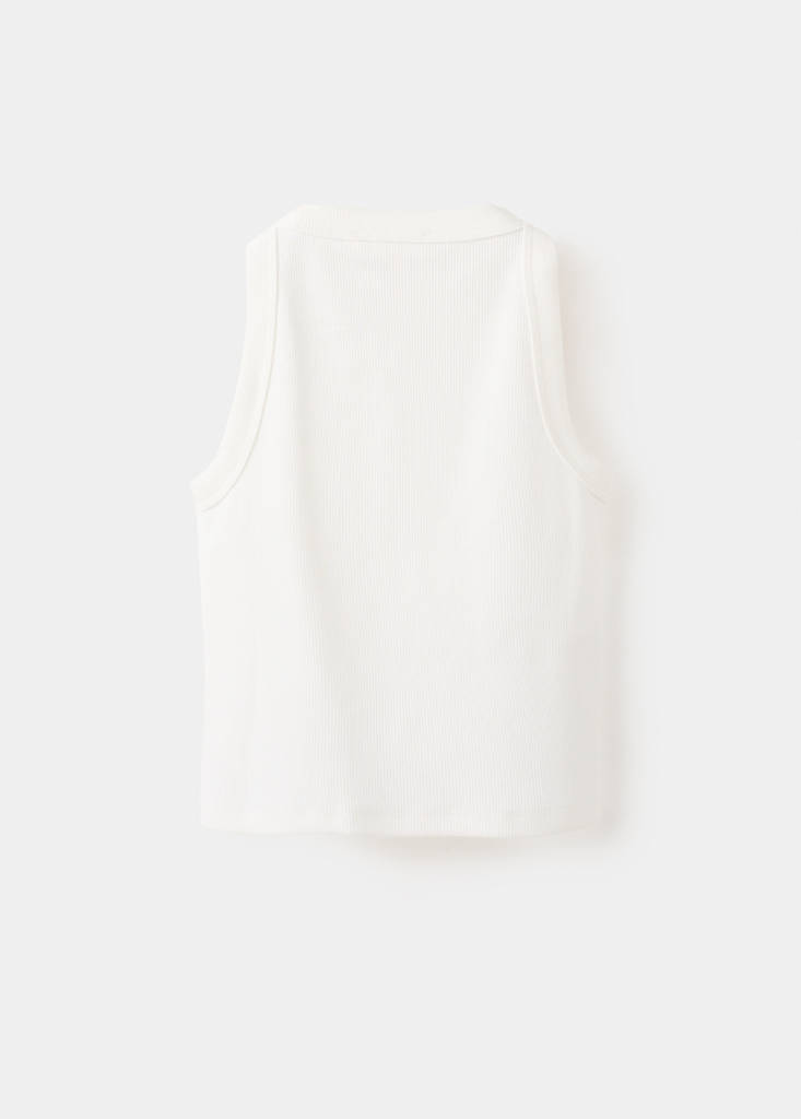 Ribbed cotton-blend top — Off White