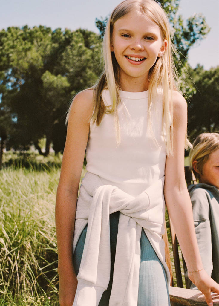 Ribbed cotton-blend top — Off White