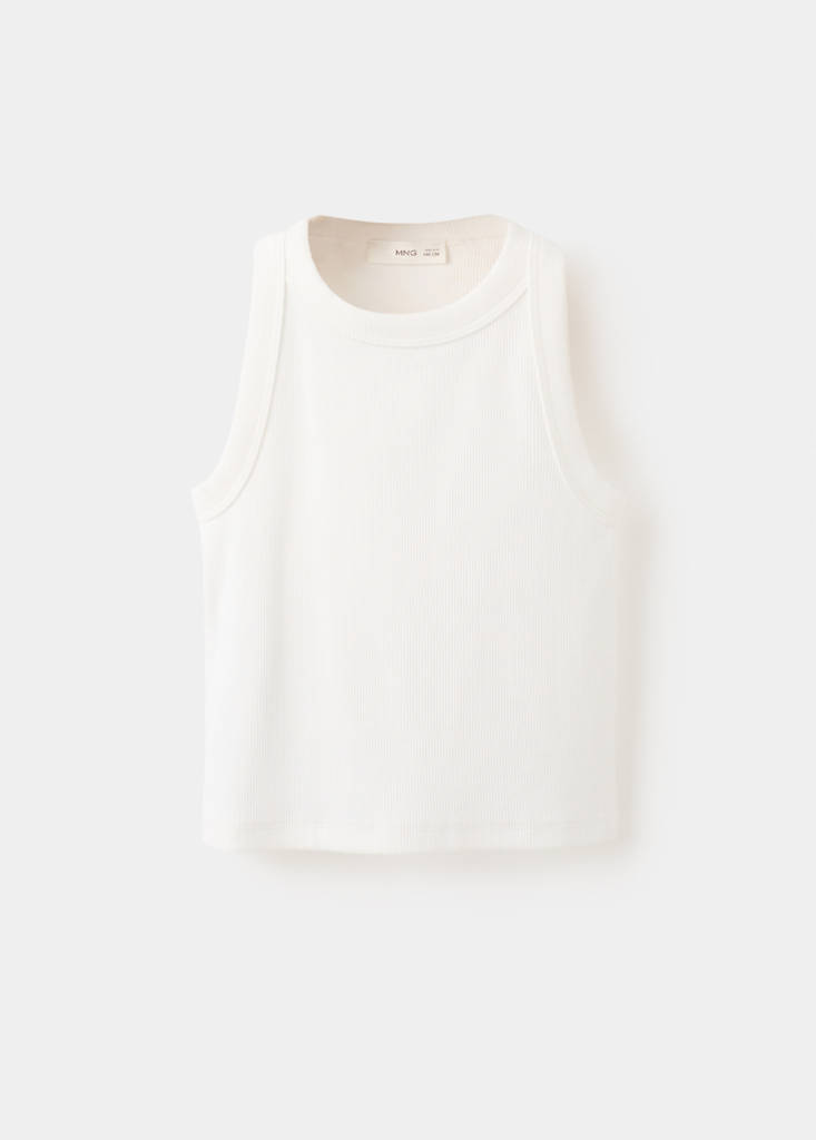 Ribbed cotton-blend top — Off White