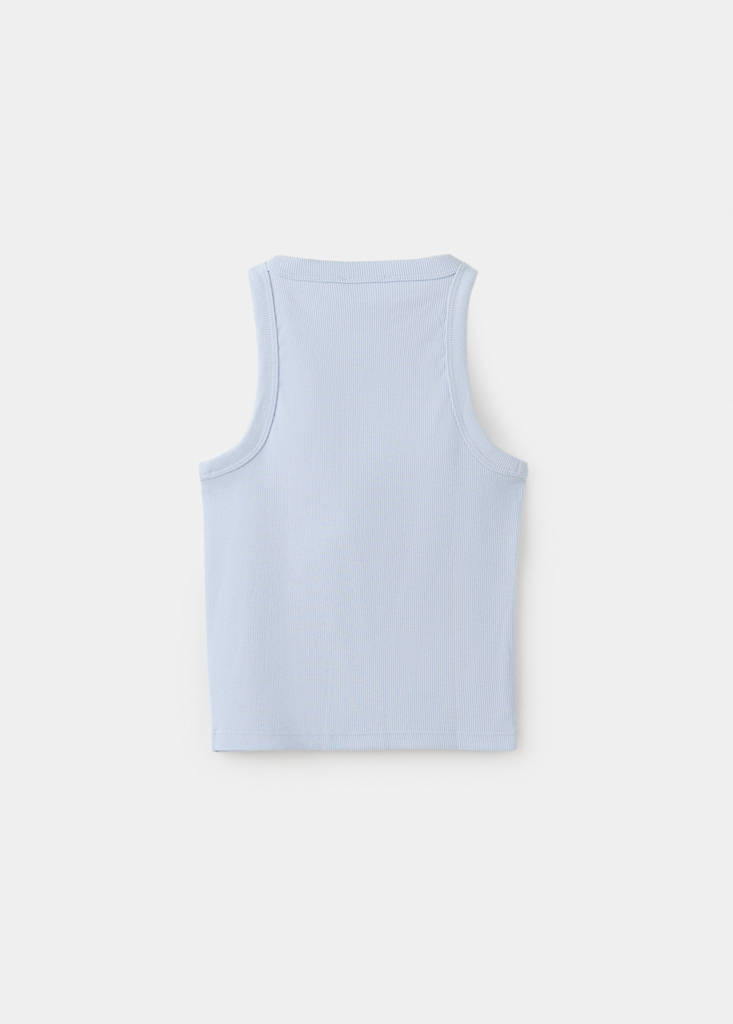 Ribbed cotton-blend top — Sky Blue