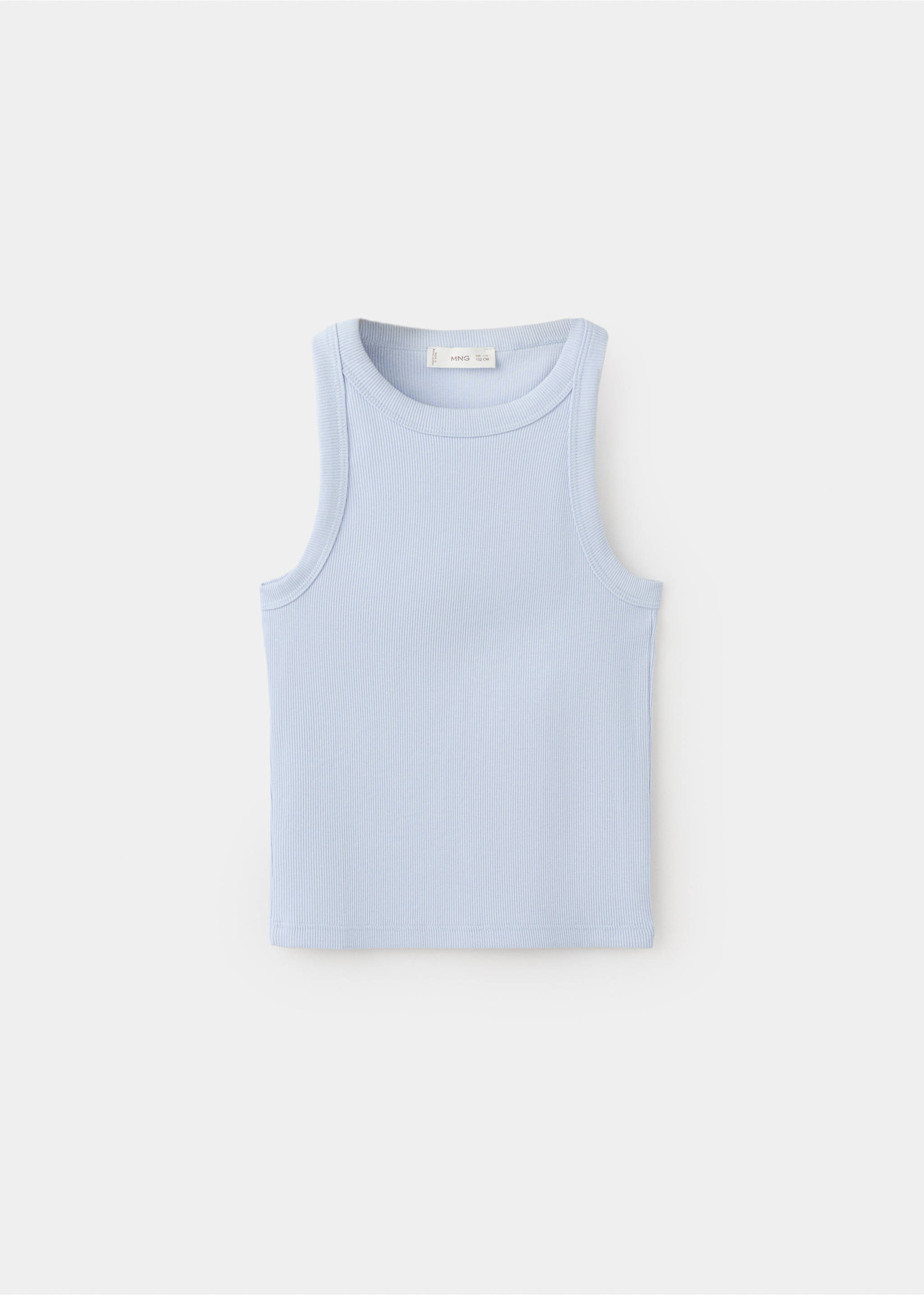 Ribbed cotton-blend top - Article without model, Sky Blue. Ref: 27016747-00.