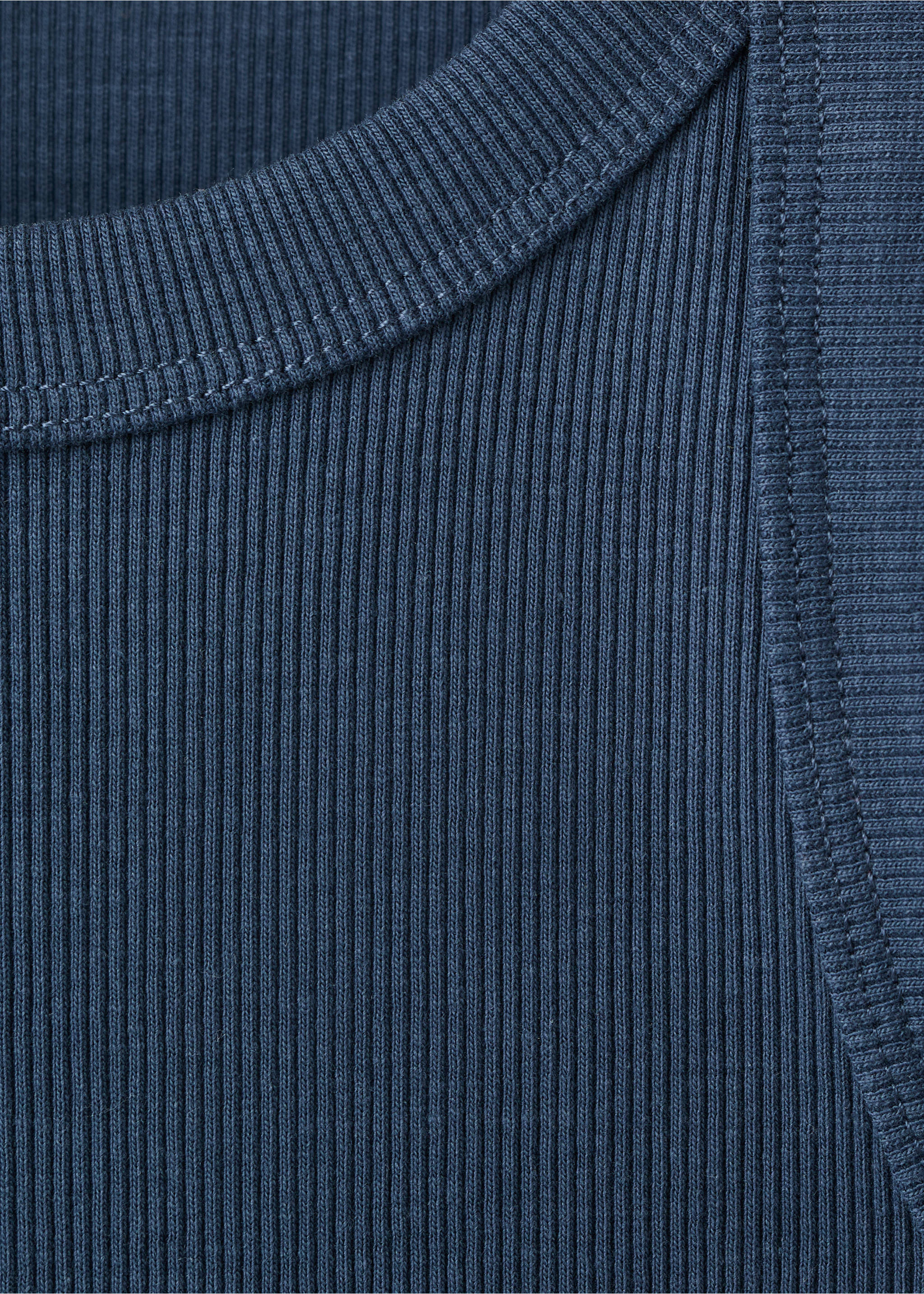 Ribbed cotton-blend top - Details of the article 8, Navy. Ref: 27016747-00.