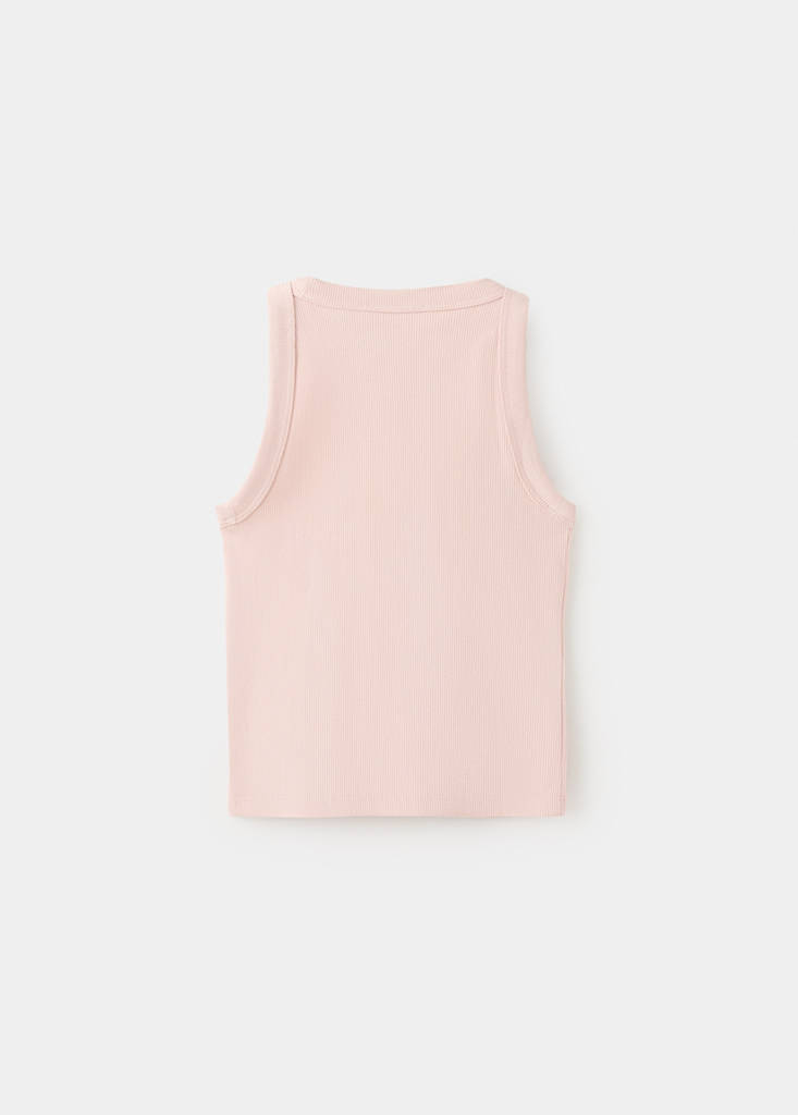 Ribbed cotton-blend top — Pink