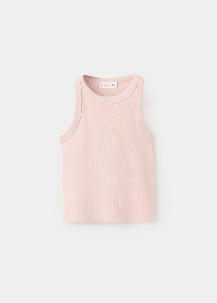 Ribbed cotton-blend top — Pink