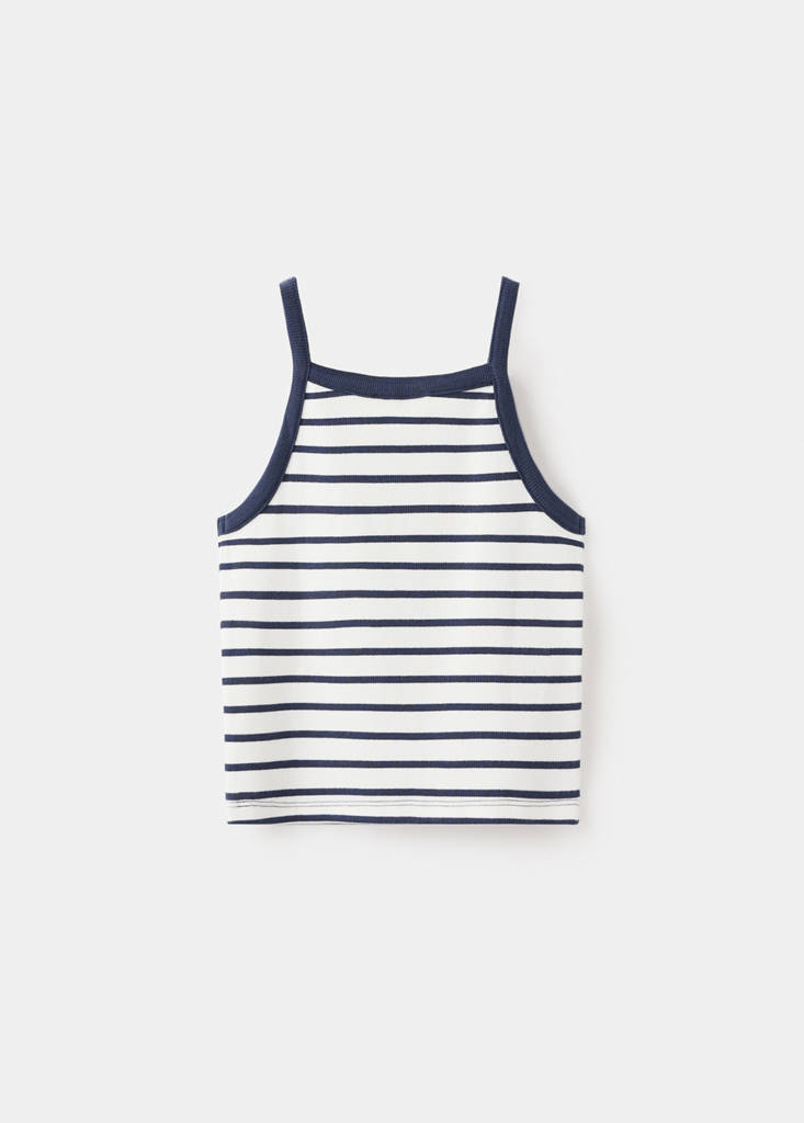 Striped strap T-shirt — Navy
