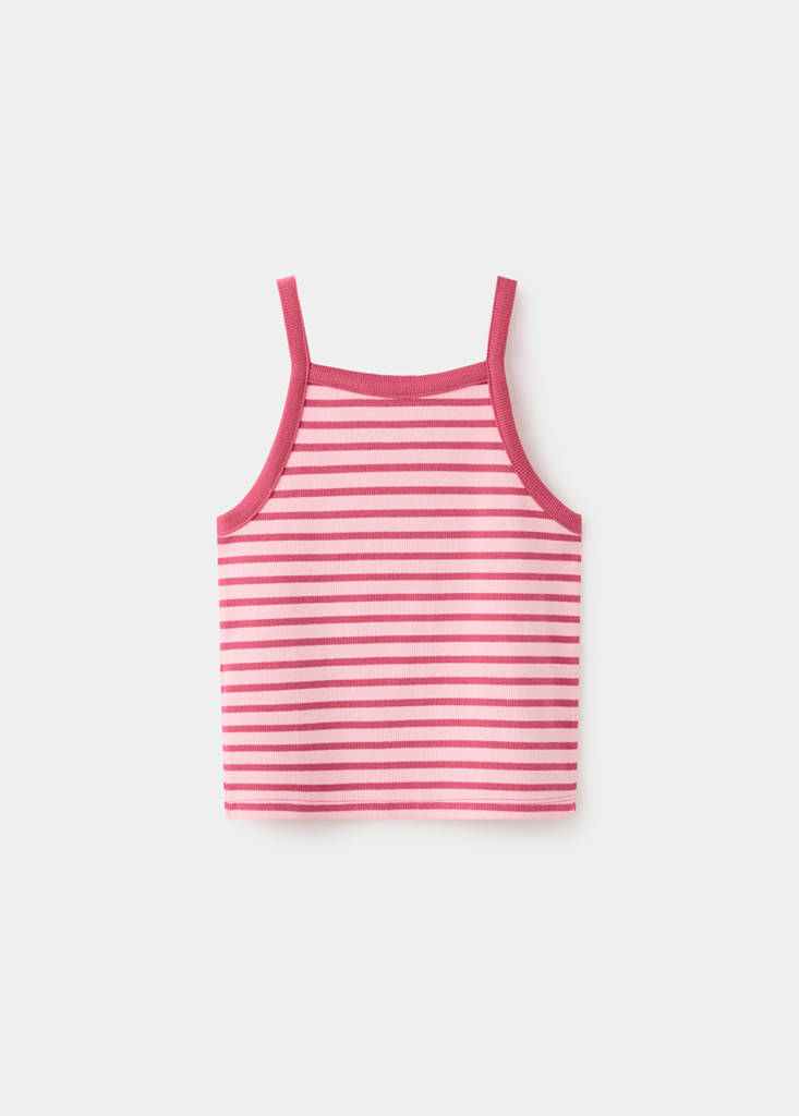 Striped strap T-shirt — Pink