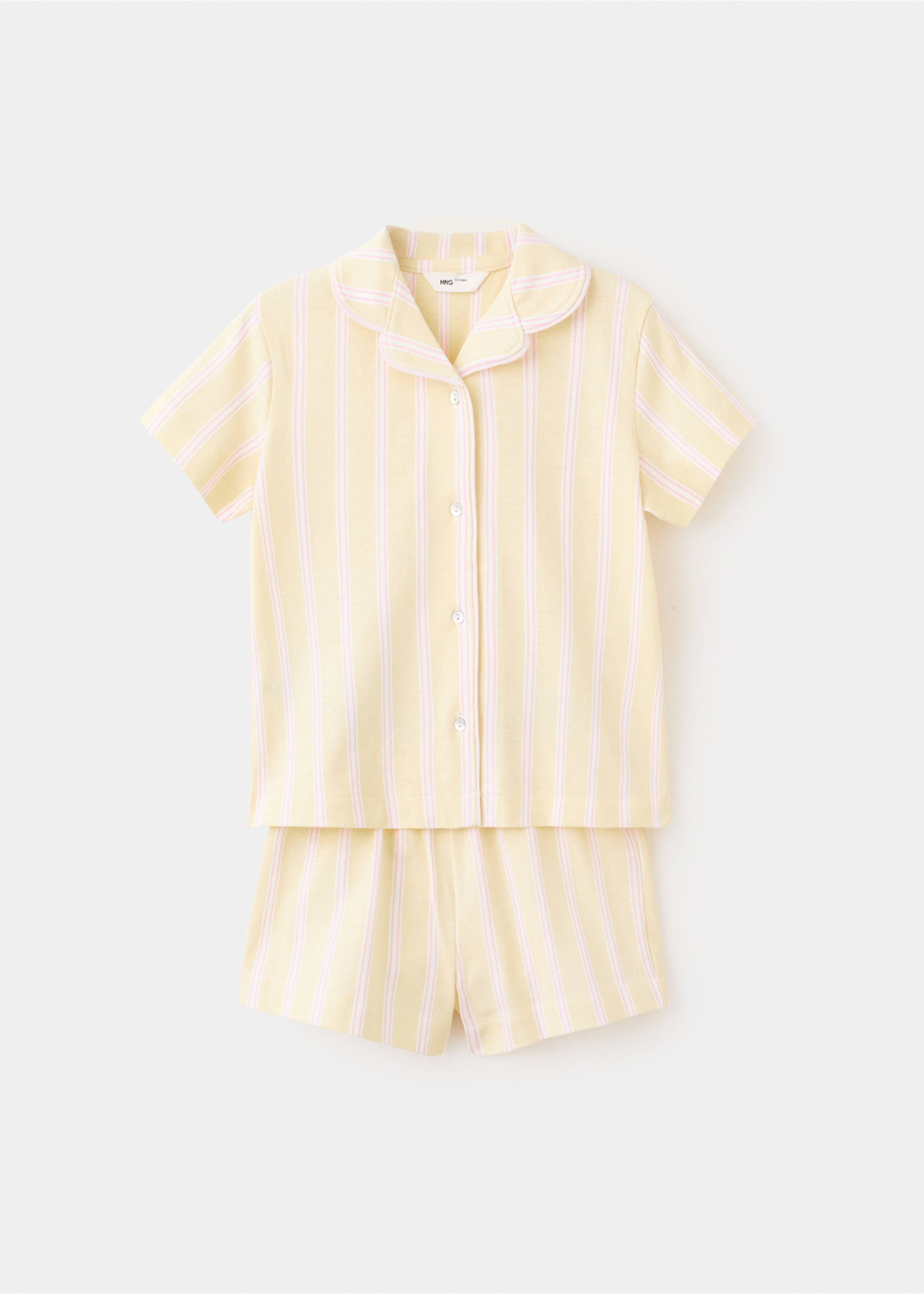 Pijama curto às riscas - Artigo sem modelo, Amarelo-pastel. Ref: 27016752-00.