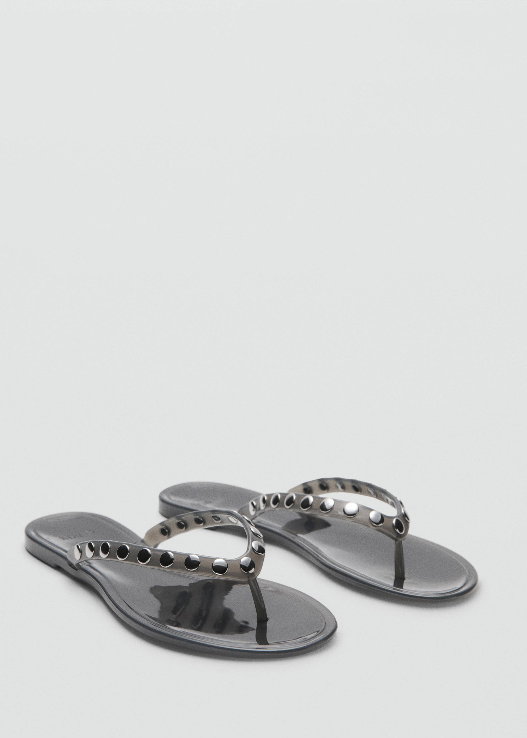 Vinyl strap studded sandals - Medium plane, Grey. Ref: 27017138-00.