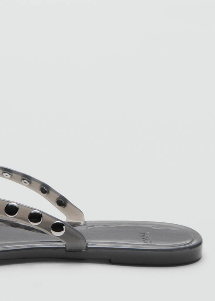 Vinyl strap studded sandals — Grey