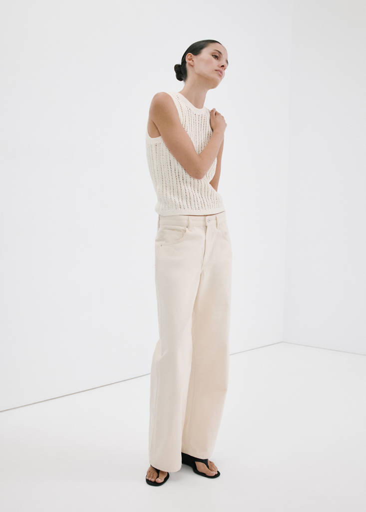 Openwork knit top — Ecru