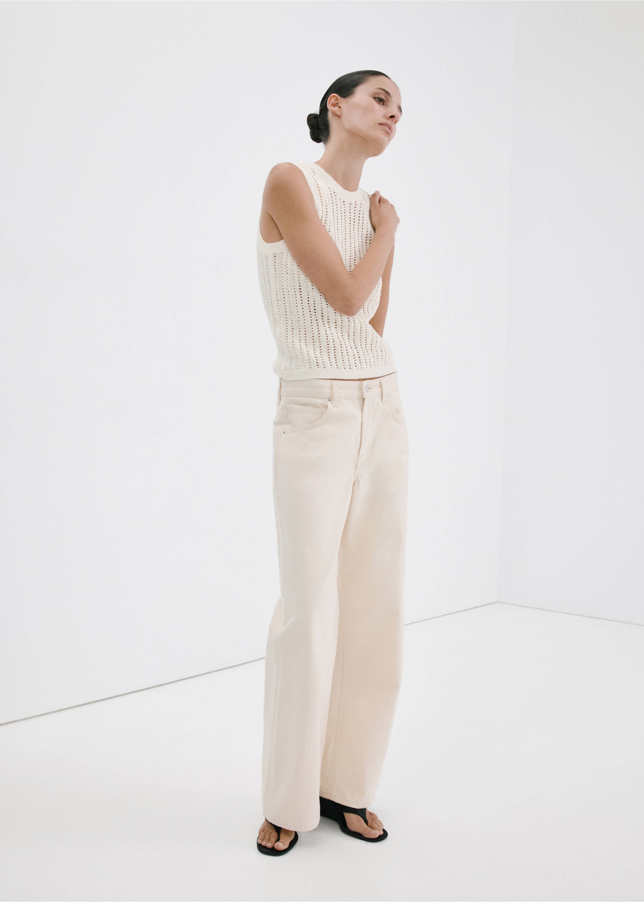 Openwork knit top - General plane, Ecru. Ref: 27017141-00.