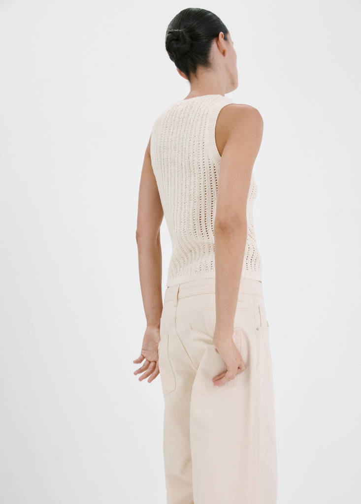 Openwork knit top — Ecru