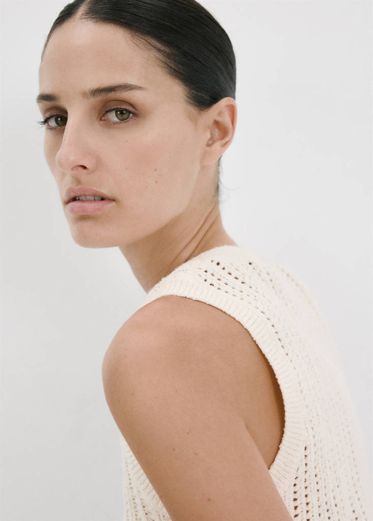 Openwork knit top — Ecru