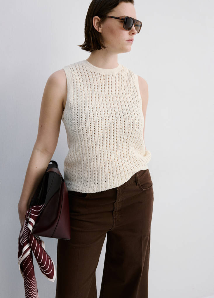 Openwork knit top — Ecru