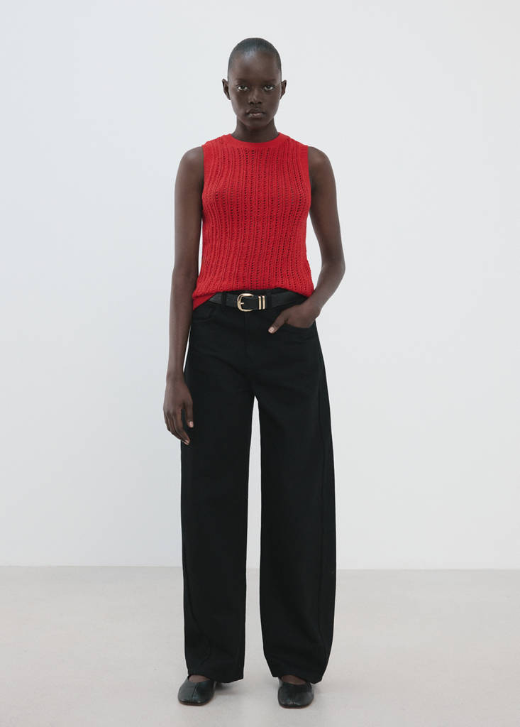 Openwork knit top — Red