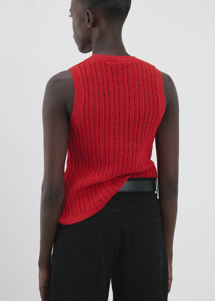 Openwork knit top — Red