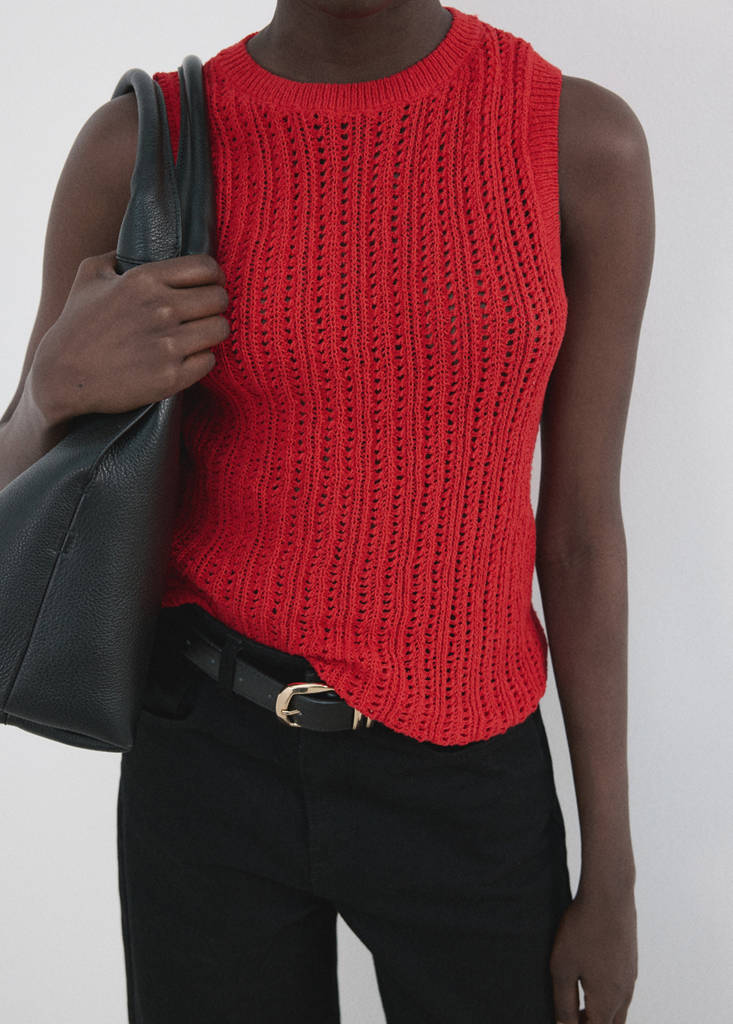 Openwork knit top — Red