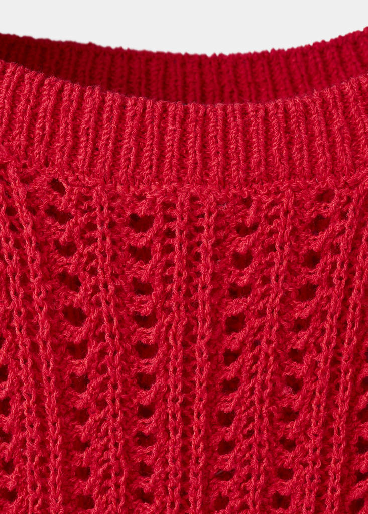 Openwork knit top — Red
