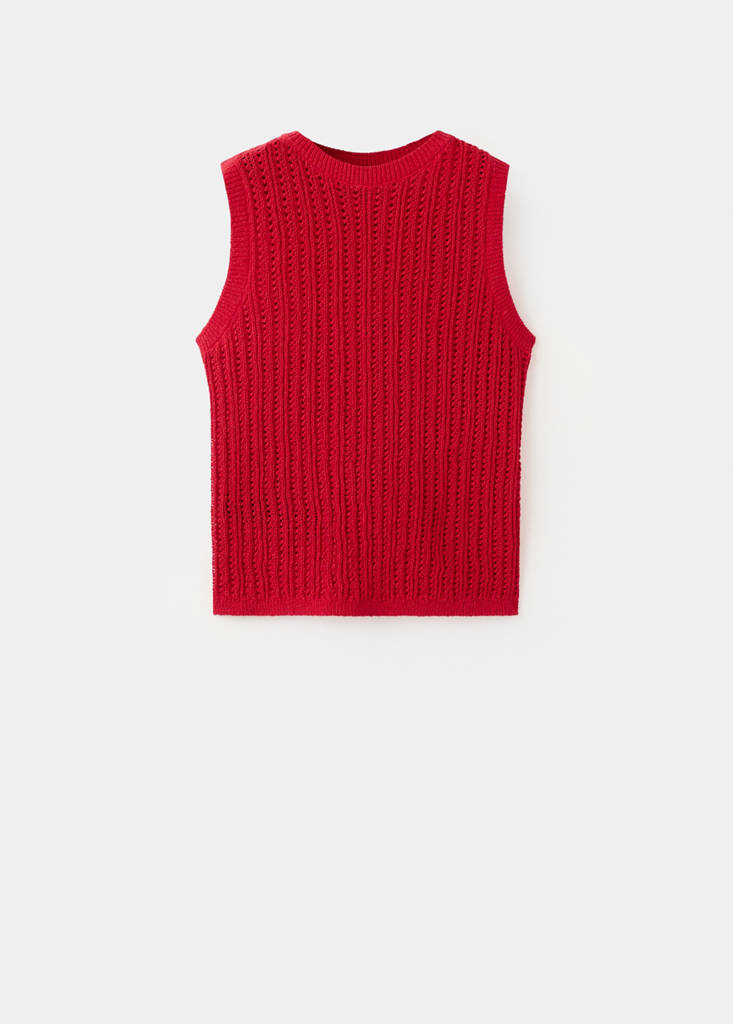 Openwork knit top — Red