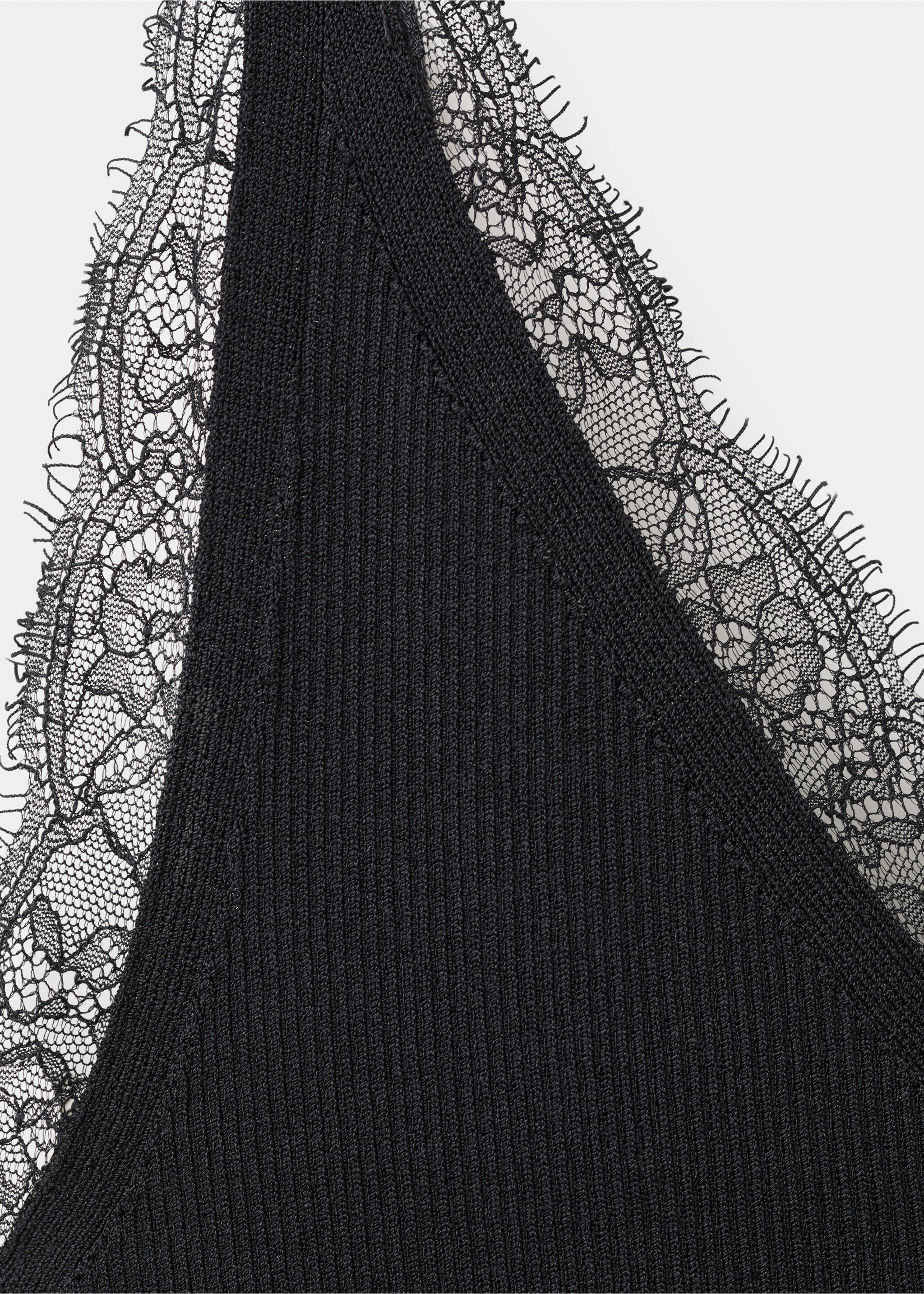 Asymmetric lace knit top - Details of the article 8, Black. Ref: 27017142-00.