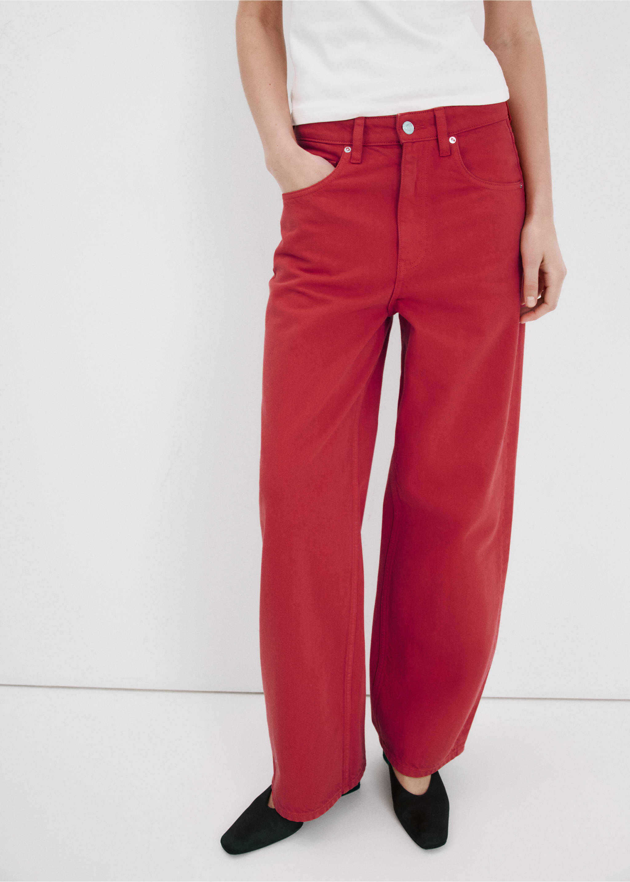 Balloon crop jeans - Medium plane, Red. Ref: 27017143-00.