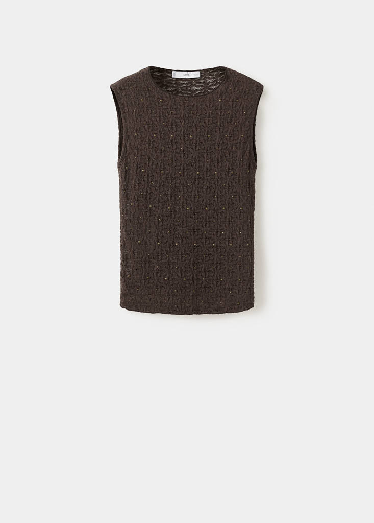 Fitted studded top — Chocolate