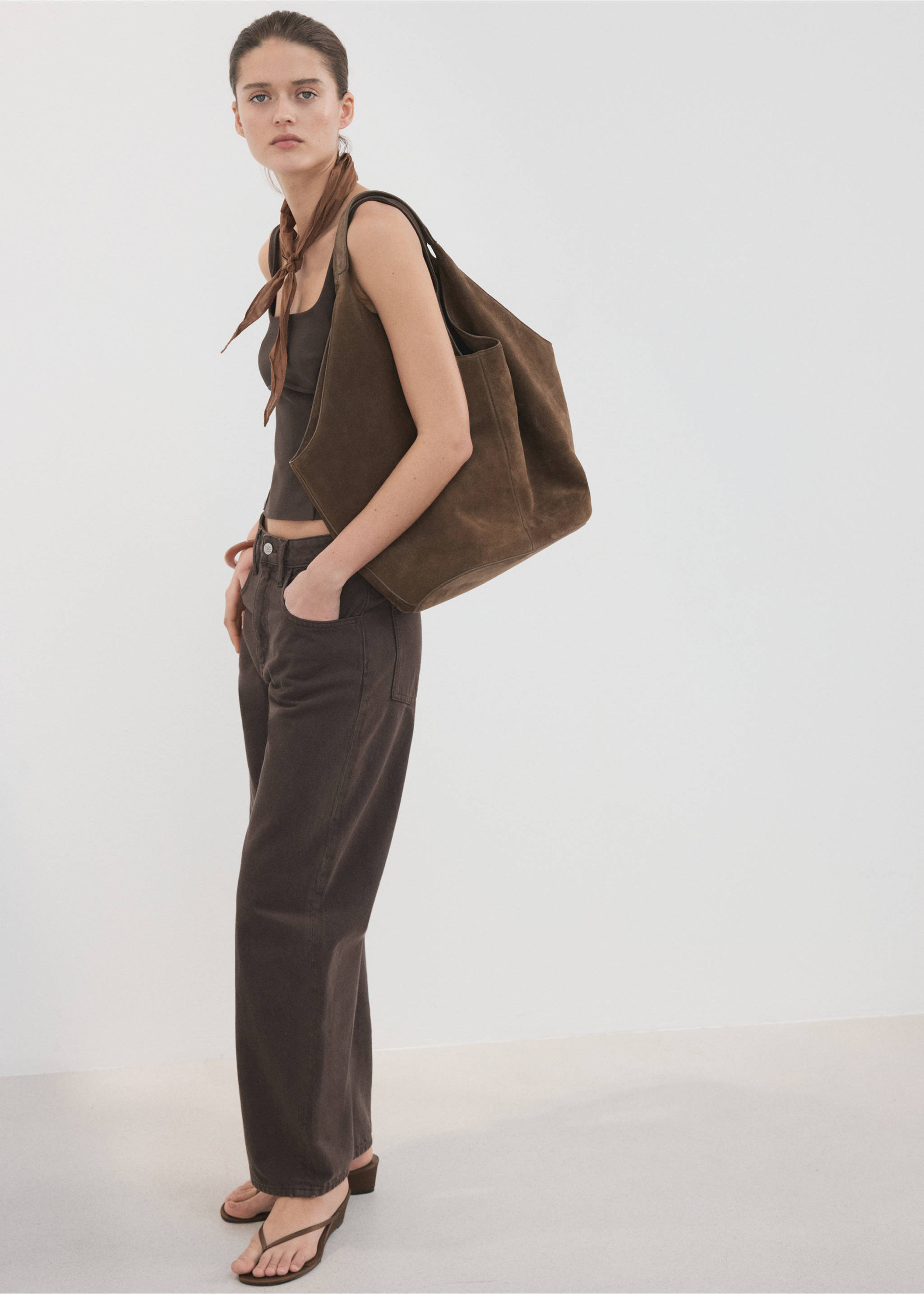 Fitted neckline top - General plane, Brown. Ref: 27017145-00.