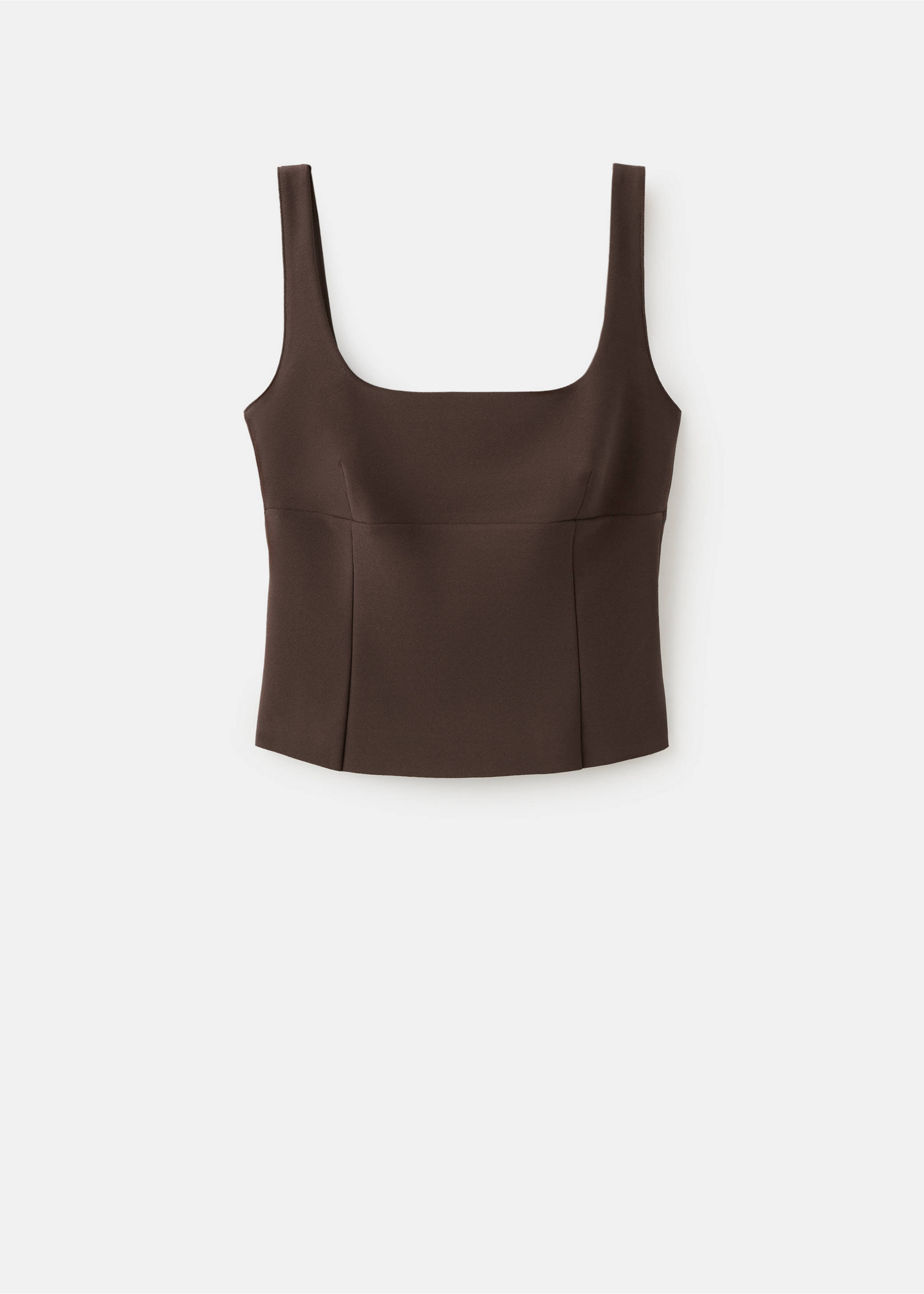 Fitted neckline top - Article without model, Brown. Ref: 27017145-00.