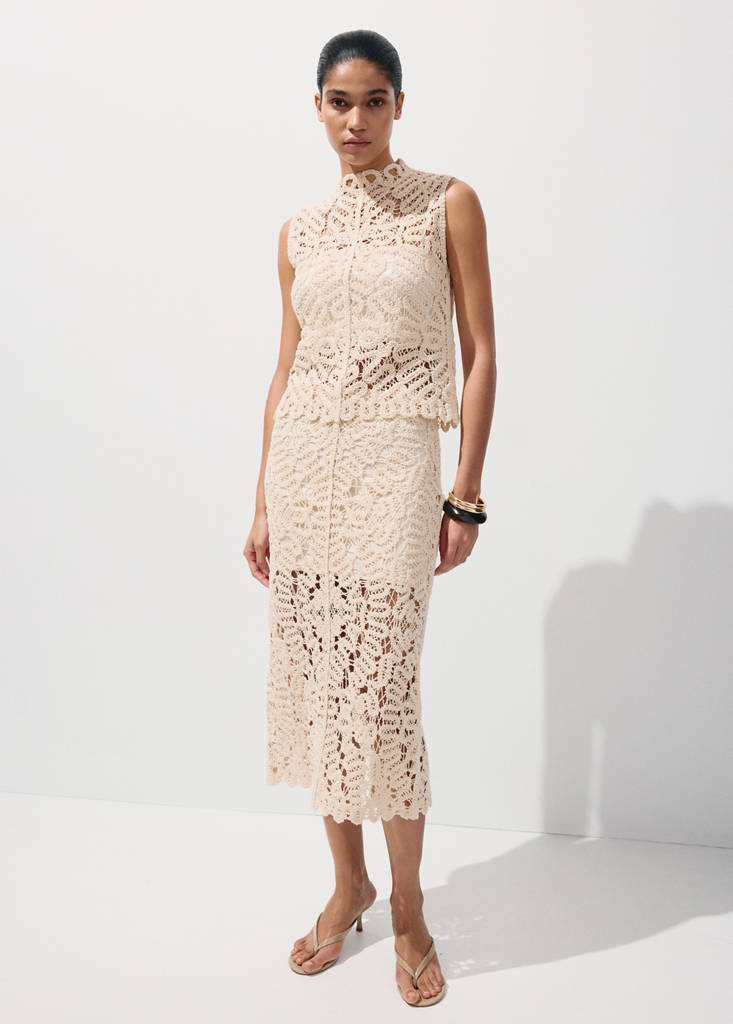 Openwork knit top — Sand