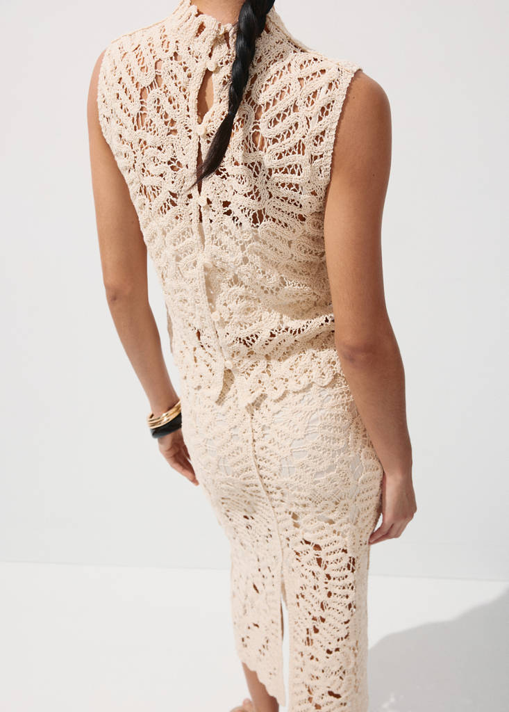 Openwork knit top — Sand