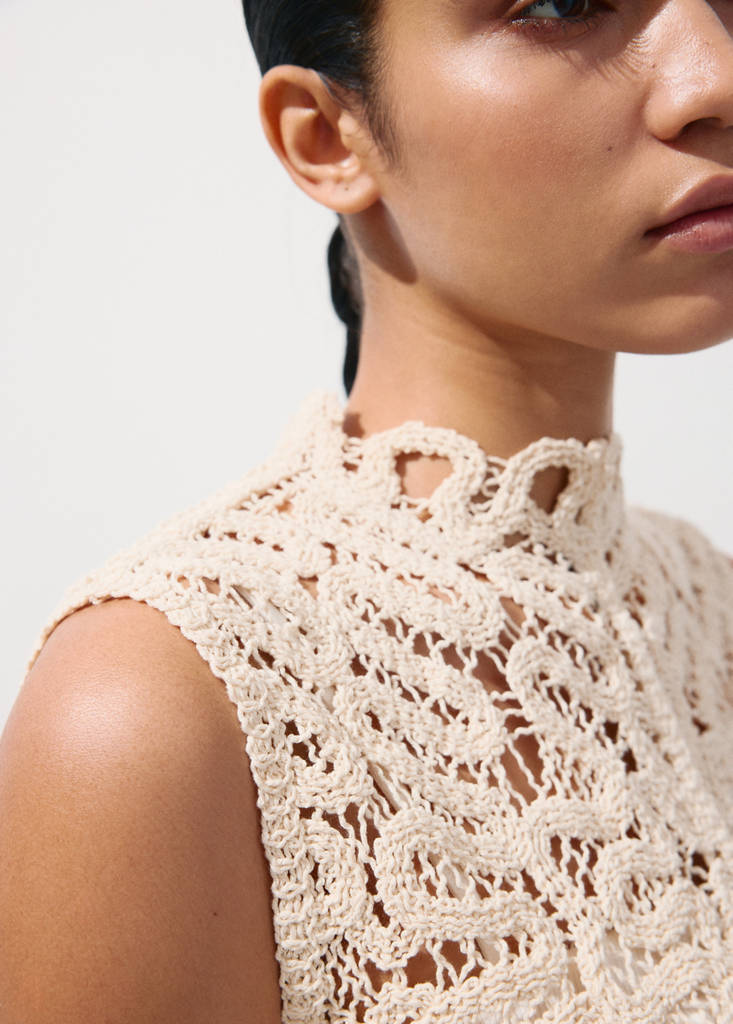Openwork knit top — Sand