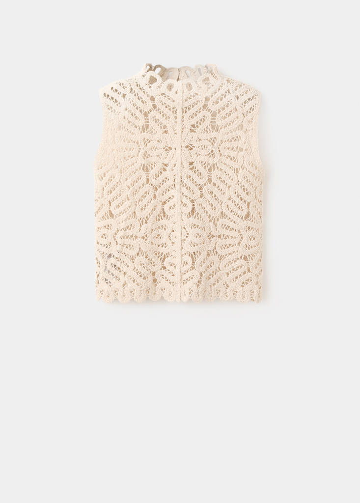 Openwork knit top — Sand