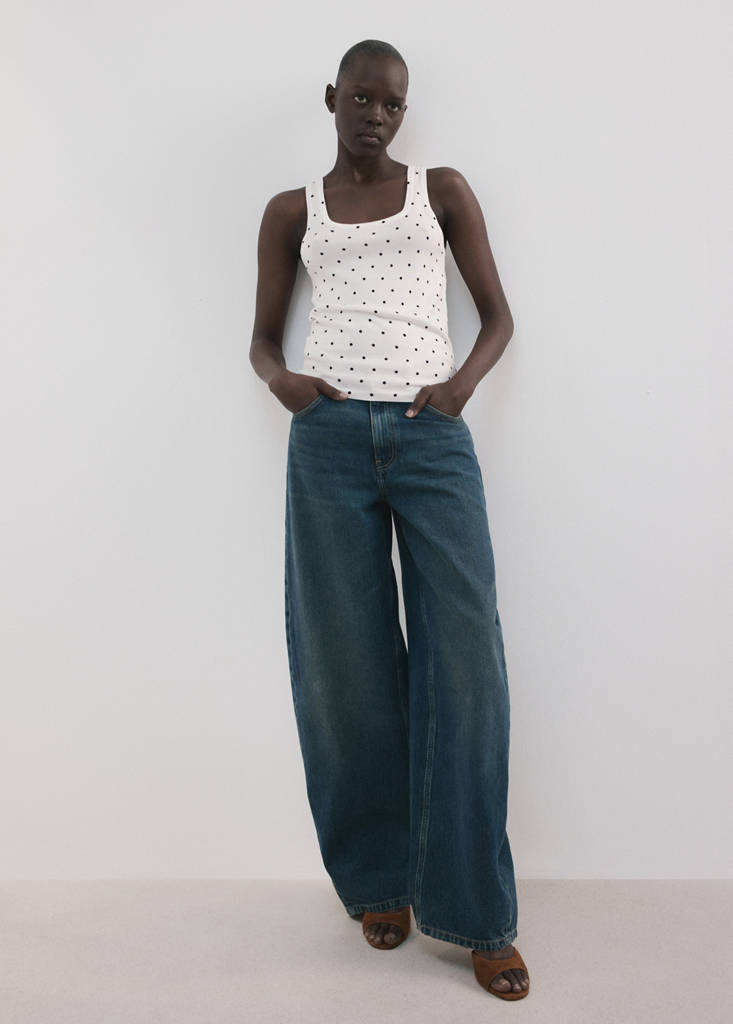 Polka-dot knitted top — Off White