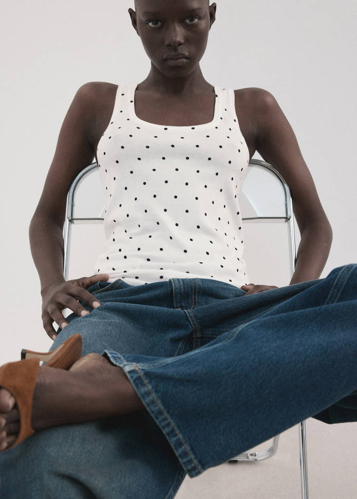 Polka-dot knitted top — Off White