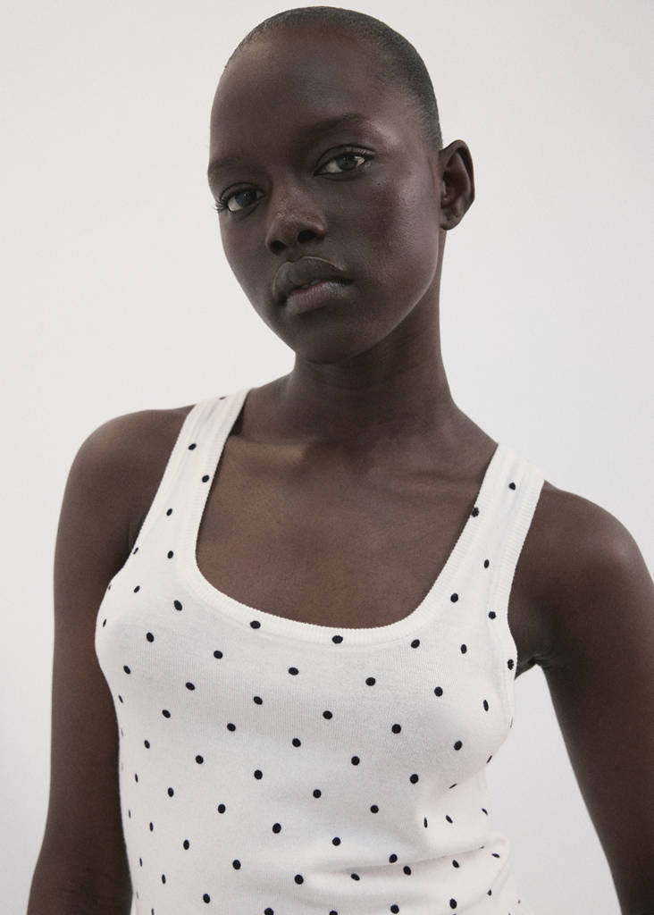 Polka-dot knitted top — Off White