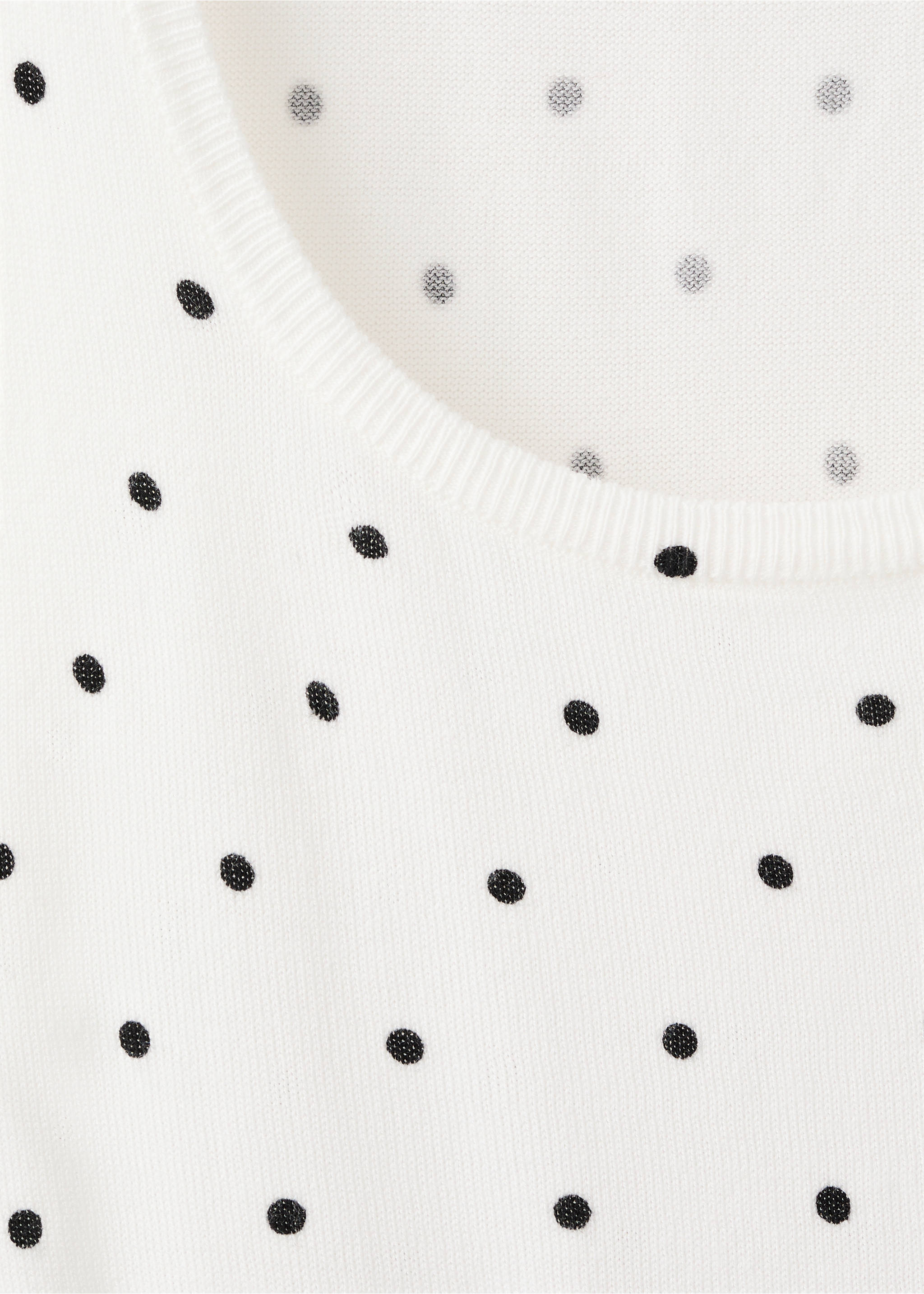 Polka-dot knitted top - Details of the article 8, Off White. Ref: 27017148-00.