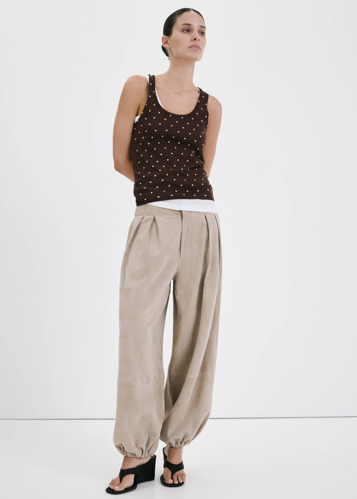 Polka-dot knitted top — Chocolate
